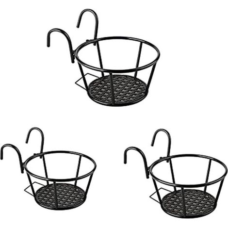 Lot de 3 supports de pots de fleurs en métal - Étagère à fleurs à suspendre avec crochets pour pots de fleurs - Rampe suspendue - Pour jardin, balcon, clôture, intérieur et extérieur,de DEBUNS (1/5)
