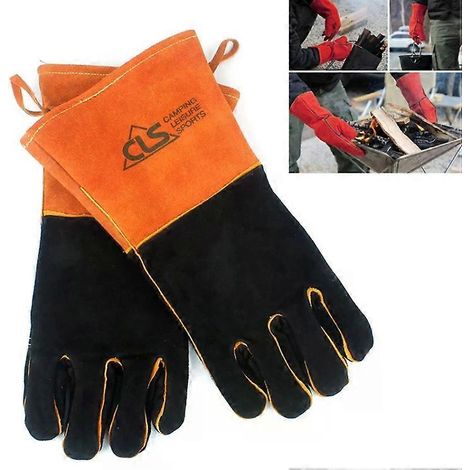 Gants de barbecue d'extérieur - Isolation haute température, cuir épais, unisexe (1/5)