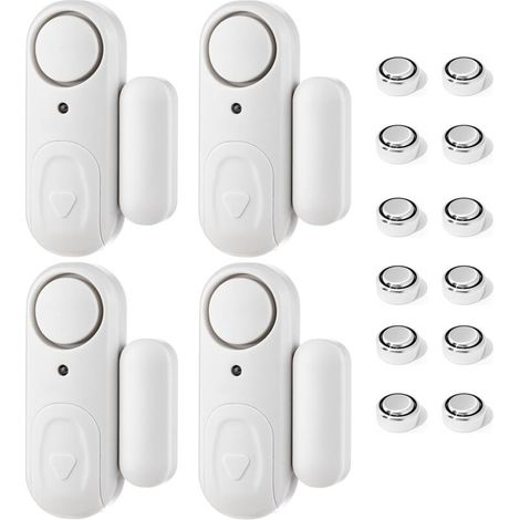 Tür- und Fensteralarm-Set mit Batterien, 4-teilig, 100 dB, 100 dB, für Zuhause, Hotel, Pool und Garage (1/5)