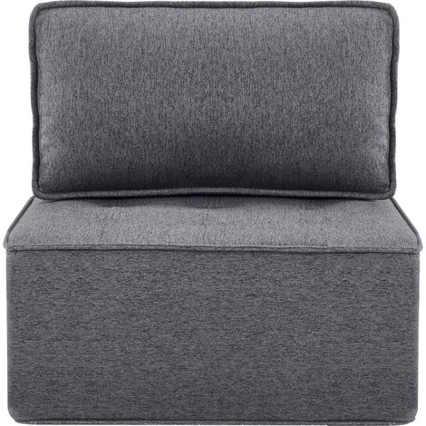 Sofá individual modular de lino gris oscuro HOMVRA (1/5)