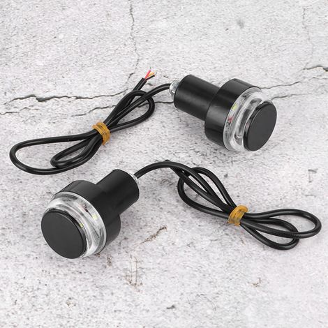 Lot de 2 lampes LED rouges pour guidon de moto, clignotants intégrés aux embouts de guidon. (1/5)