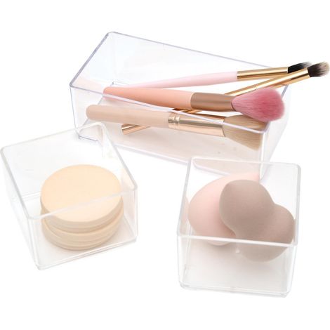 Lot de 3 Organisateurs de Tiroir "Cosmétique" 15cm Transparent (1/5)