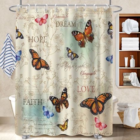Rideau douche polyester 180x180 original polyester pour salle de bain pour protéger le sol des éclaboussures efficacement (1/5)