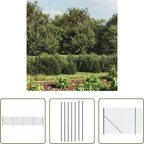 vidaXL Clôture en PVC - Clôture en treillis métallique avec bride anthracite 2,2x10 m (1/5)
