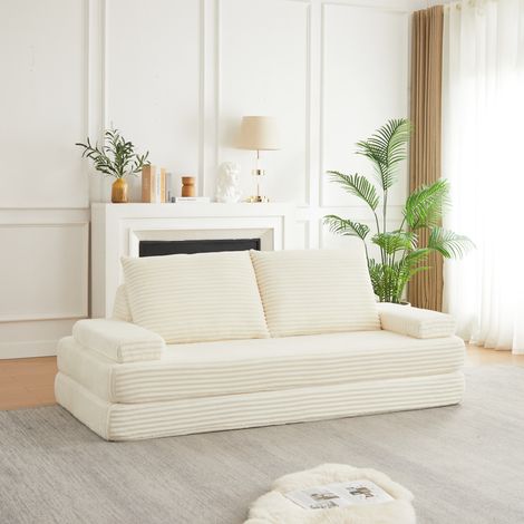 Modulares Cord-Schlafsofa Beige 211,5 cm mit Dreieckslehne und beweglichen Armlehnen OKWISH (1/5)
