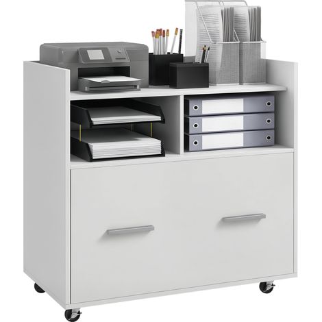 Soporte para impresora con ruedas con freno, 76x40x75,5 cm, blanco. (1/5)