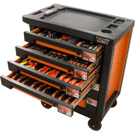 Fischer Darex – Servante d'atelier roulante 6 tiroirs – Acier renforcé – Charge max 700kg – Dimensions 460x780x900mm – Verrouillable avec clés