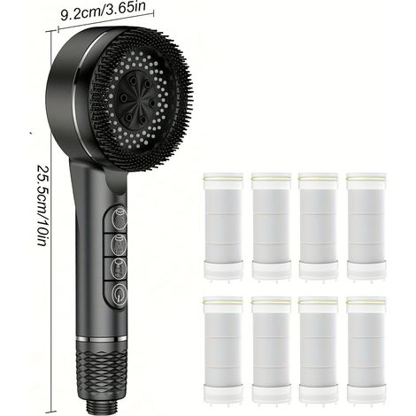 Pommeau de Douche Filtrant avec 4 Modes de Massage – 8 Cartouches Incluses (1/5)