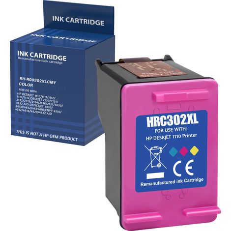 Cartouche d'encre remplacement pour HP 302XL Couleur compatible HP DeskJet 1110 1111 2100 2130 2131 2132 3630 3635 Envy 4510 4512 4516 4520 4525 OfficeJet 3800 3830 3838 4650 4655 5200 5232 (1/5)