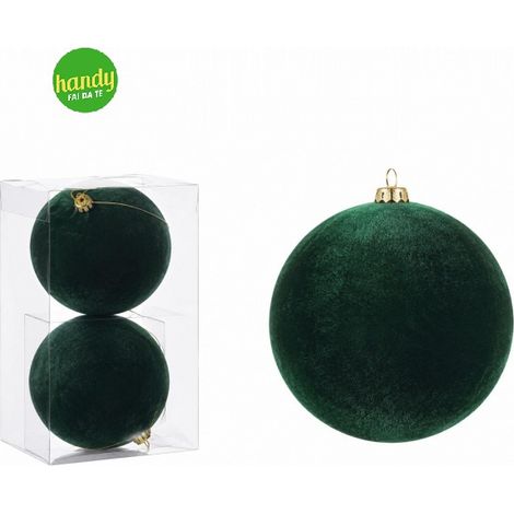 Set 2 Palle di Natale General Trade Verde in Velluto Ø150 mm Lisce