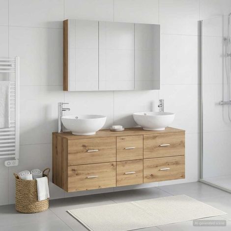 vidaXL Bathroom Furniture Set 4 pcs Artisan Oak (1/5)