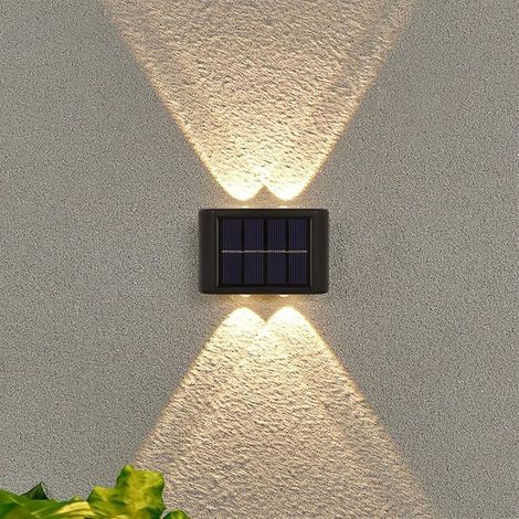 Applique Solaire extérieure 4LED lumière Chaude étanche Haut et Bas éclairage Lumineux Balcon Cour Jardin décoration lumières (1/5)