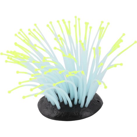 Décoration Aquarium Anémone Artificielle Lumineuse en Jaune Petite Taille pour Paysage de Récif (1/4)