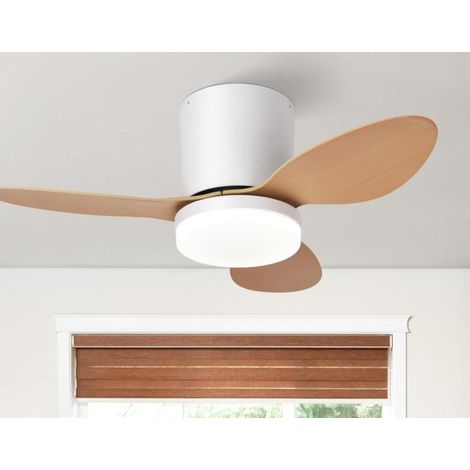Ventilateur de plafond silencieux avec éclairage LED, petit format (63 cm), télécommande réversible, 6 vitesses et minuterie. Idéal pour terrasse, chambre ou chambre d'enfant. (1/5)