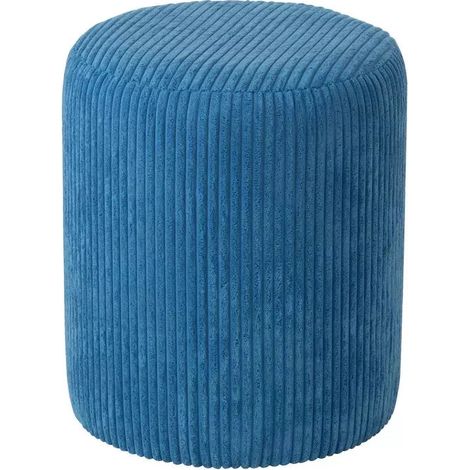 Pouf sgabello imbottito in velluto a coste 39x39x44 cm Blu Cobalto (1/2)