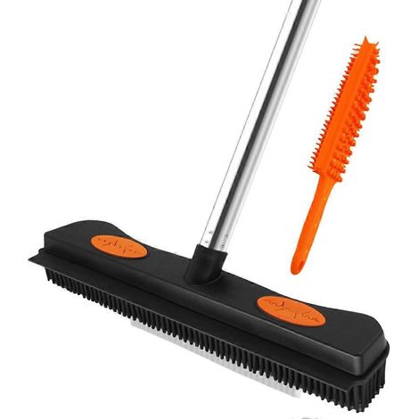 Balai anti-poils d'animaux, râteau à tapis de 152 cm avec brosse en caoutchouc et grattoir en silicone, outil d'élimination des poils (1/5)