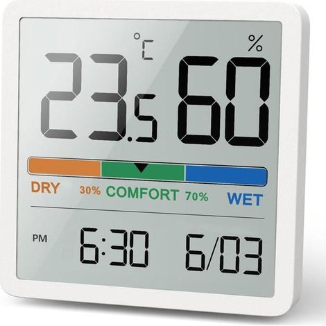Hygromètre Thermomètre d'intérieur, thermomètre numérique de bureau avec moniteur de température et d'humidité, thermomètre d'ambian (1/4)