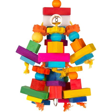 Juguete grande para loros, juguetes para pájaros como cacatúas, guacamayos, loros grises africanos, loros amazónicos, cotorras, agapornis, bloques de madera natural multicolores para masticar, accesor