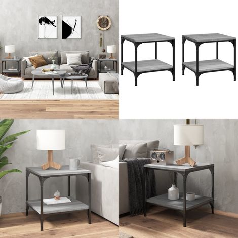 Tables d'appoint 2pcs Sonoma gris 40x40x40 cm Bois d'ingénierie - Table Basse - Meuble Industriel - Table D'appoint - Design Moderne - Salon - Home & Living (1/5)