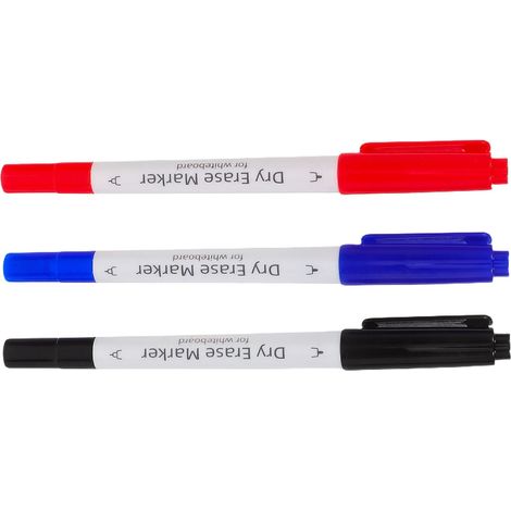 Whiteboardmarker, breite Spitze, Doppelspitze, 3er-Pack, Kunststoff, feine Spitze, für Zuhause, Schule (1/5)