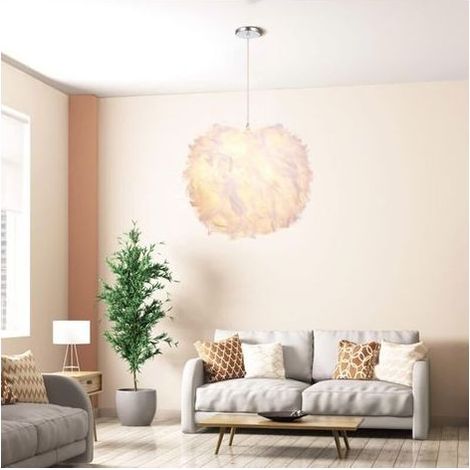 LED Suspension, Plafonnier Plume Décoration Pendentif Lumière Chambre Lustre Grand Cadeau pour Enfant Ami, Prise E27 Facile à Nettoyer (Ampoule non Incluse) (Diamètre 30CM) (1/5)
