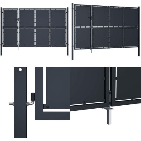 Gartentor Stahl 350 x 200 cm Anthrazit - Gartentor - Stahltür - Zaunportal - Zaunteil - Sicherheitszaun - Home & Living (1/5)