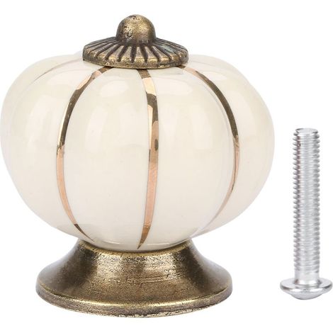 Poignée de Porte en Céramique Knob Pumpkin Beige 35mm 1 Pcs Zinc Alloy Pour Cabinet Chambre Décoration Européenne Style Rustique (1/5)
