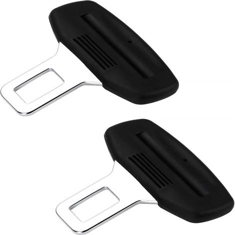 Lot de 2 butées d'avertissement anti-ceinture de sécurité, butée d'alarme de ceinture de sécurité, languette pour boucle de ceinture de sécurité, poignée en métal/plastique noir
