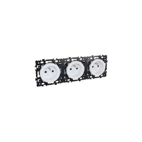 Prise de courant 2P+T - 3 postes - Blanc - Square - 60287 - Eur'Ohm (1/2)