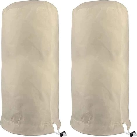 Lot de 2 sacs de protection contre le gel pour plantes, housses polaires résistantes aux déchirures avec cordon de serrage pour plantes d'extérieur (Couleur : beige, Taille : 60 x 80 cm) (1/5)