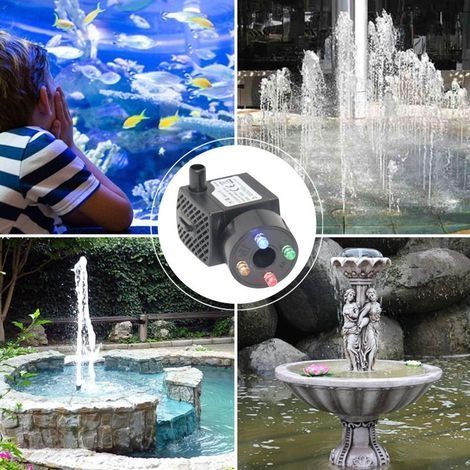 Pompe Eau Submersible, 150L/H 2W Aquarium Pompe avec 4 Couleur LED Ajustable Ultra-Silencieux avec 4 Pieds de Ventouses et Câble 1.5m pour Aquarium, étang, Fontaine, Jardin (1/5)
