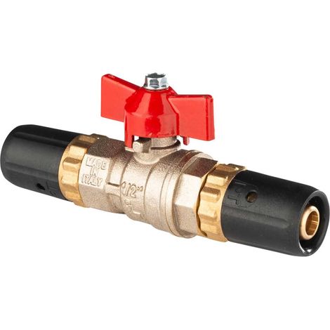 Selfio-Steck Aluverbund Steckfitting  Kugelhahn für Heizung 16 x 2 mm rot