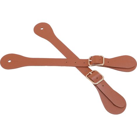 Paire de sangles d'éperons en cuir synthétique, longueur réglable de 22 cm, style western, marron. (1/5)