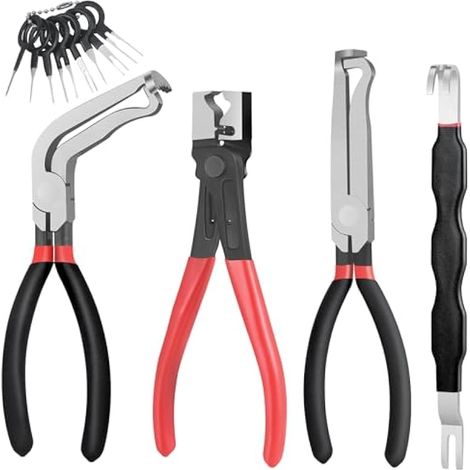 4 Pièces Pinces de Déconnexion Électrique, Pinces à Tronçonner avec 8 Outils de Démontage de Bornes, Séparateur de Connecteur Électrique Automobile pour Réparation (Noir) (1/5)