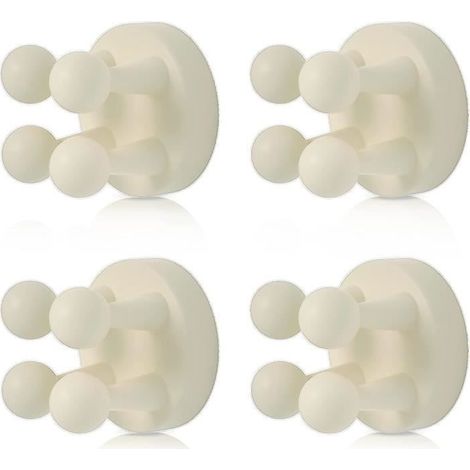 Toothbrush Holder - White - Silicone - Adhesive - Set of 4 - Bathroom Accessory (1/4)