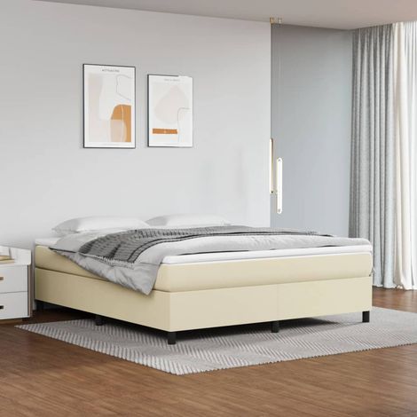 vidaXL Struttura Letto a Rete a Molle Crema 160x200 cm in Similpelle (1/5)