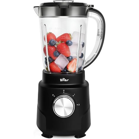 Mixer Smoothie Maker 700 W, mixeur haute performance avec bol de 1500 ml, 2 vitesses et fonction pulse pour les milk-shakes, les smoothies, les fruits congelés et la glace pilée, idéal pour la c