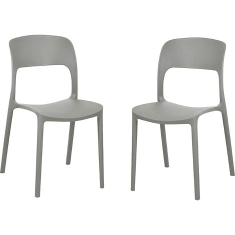 Set 2 Sedie Impilabili in polipropilene 83x56x46 cm Colore GRIGIO CHIARO Design Moderno VALENTINA Colore Grigio