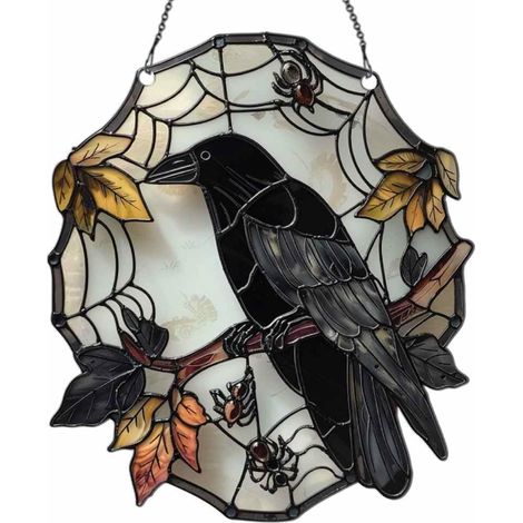 Décorations d'Halloween Corbeau - Art mural Dame Corbeau, Décorations d'intérieur originales pour murs, portes et pièces - Le choix parfait pour son Halloween et ses décorations de fêtes (1/4)