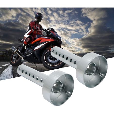 2x Silencieux d'échappement de moto, DB Killer silencieux d'échappement amovible réglable universel pour moto pour tuyau d'échappement de queue de 60mm, argent (1/5)