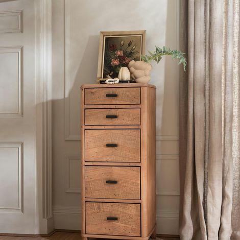 Chiffonnier en bois recyclé FSC 5 tiroirs HANOI