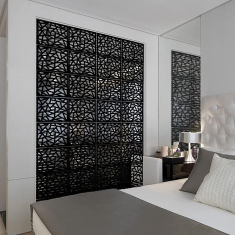 Lot de 12 séparateurs de pièce en plastique à suspendre - Décoration murale - Pour salon, chambre à coucher, salle à manger, hôtel, école - Noir irrégulier (1/5)