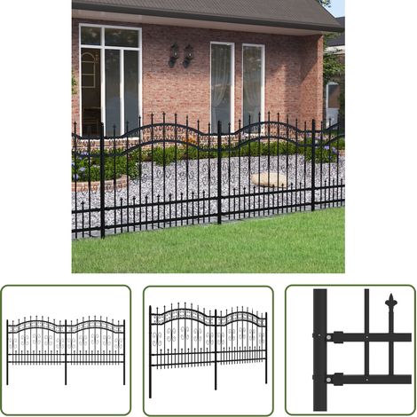 The Living Store Gartenzaun mit Speerspitzen Schwarz 140 cm Stahl - Gartenzaun - Stahlezaune - Metallzaun - Sicherheitszaun - Zierzaun (1/5)