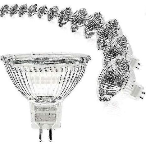 Confezione da 12 lampadine alogene MR16 da 12V 20W GU5.3 dimmerabili, luce bianca calda 2700K per illuminazione domestica e commerciale. (1/4)