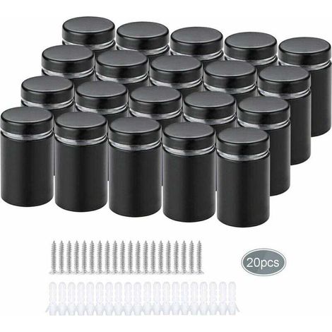 20 piezas de separadores de vidrio, tornillos publicitarios de acero inoxidable, clavos y tornillos para letreros de vidrio, fijaciones de separación sin marco, abrazadera-crezuo