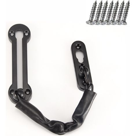 Schwarze Sicherheitskette für Türen, Sicherheitsschloss, Türkette, Türbegrenzer mit Kette – Poliertes Chrom – AquaForge (1/5)