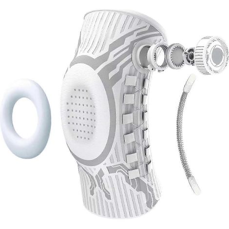 Genouillère de compression ajustable pour le sport, protection et stabilisation du genou pour la course et l'entraînement, jambe gauche blanche