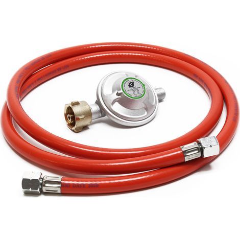 Wiltec – Détendeur gaz avec tuyau 150 cm et pressostat 50 mbar – Pression constante pour bouteilles allemandes Ø 1/14" / 21,8 mm LH (1/2)
