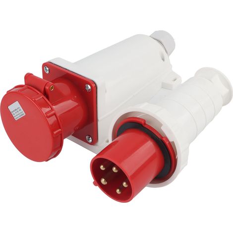 Prise et socket industriel 380-415V 63A 5 broches connecteur étanche IP67 3P+N+E pour extérieur avec bouchon PP cuivre caoutchouc (1/5)