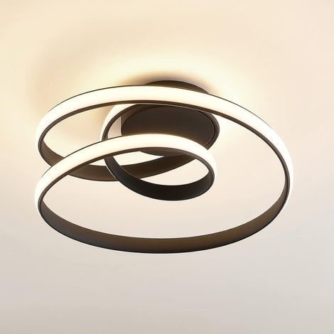 GOECO Plafoniera LED Design moderno Bianco Caldo 3000K Anello Lampada a Soffitto Per soggiorno, camera da letto, sala da pranzo, ufficio Nero (1/5)